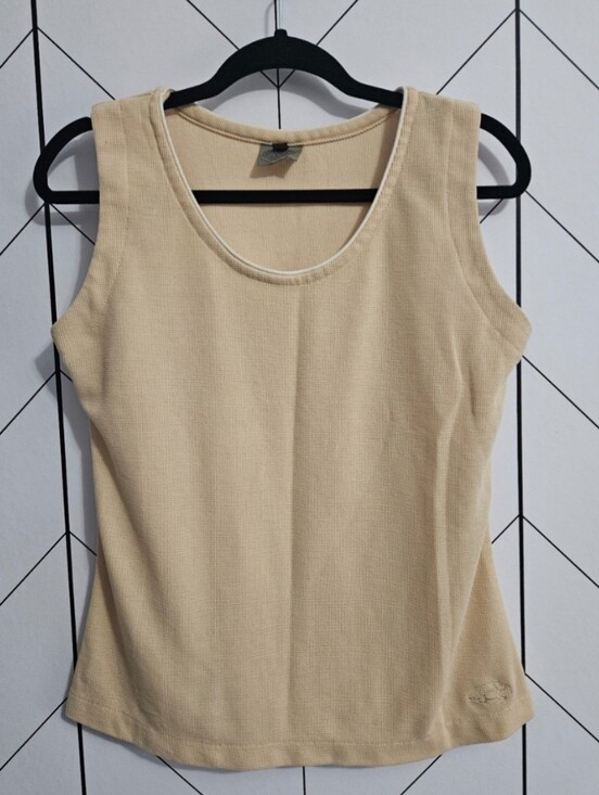 Horny Toad Tops - Vintage Horny Toad Thermal Tank Top Cream / Tan Toad&Co Made in USA, Size Large